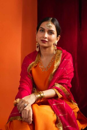 Image for Kessa Vcr247 Lopika Chanderi Complete Suit Set Sitting