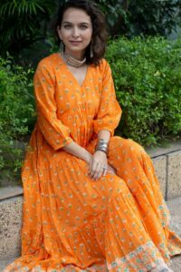 Image for Kessa Ws1056 Sashriti Cotton A Line Dress Sitting