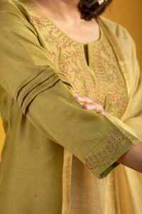 Image for Kessa Ws1065 Aaira Chanderi Complete Suit Set Closeup