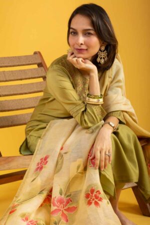 Image for Kessa Ws1065 Aaira Chanderi Complete Suit Set Sitting