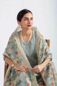 Image for Kessa Ws1069 Nirmuktha Chanderi Complete Suit Set Sitting