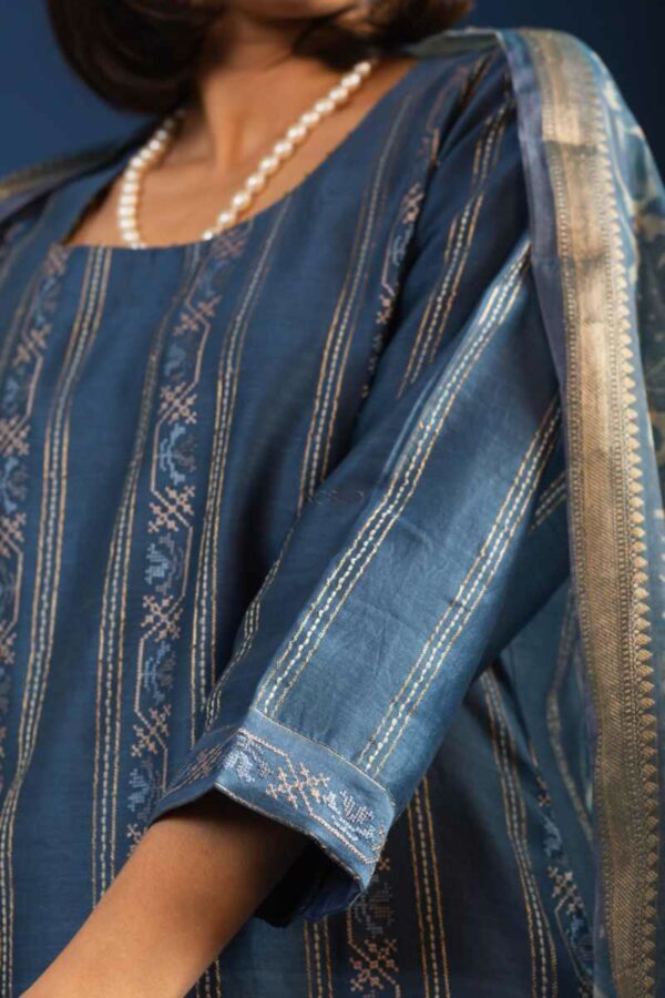 Image for Kessa Ws1070 Aamira Chanderi Complete Suit Set Closeup