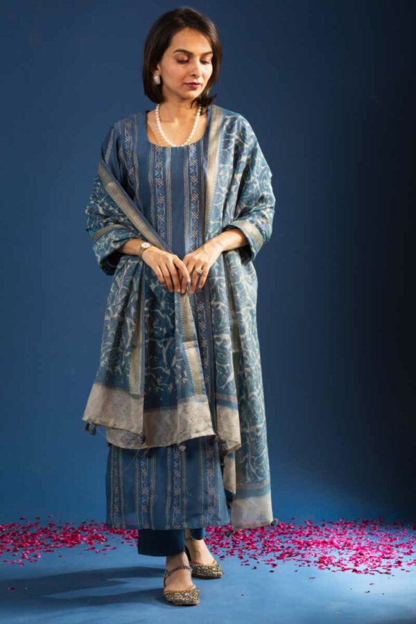 Image for Kessa Ws1070 Aamira Chanderi Complete Suit Set Side