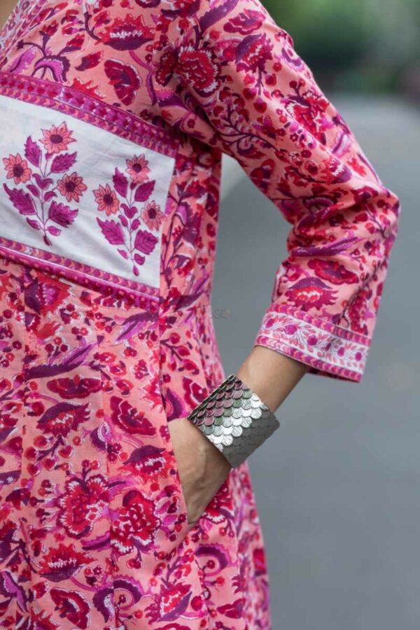 Image for Kessa Wsr420 Giynna Cotton Handblock Dress Closeup 2