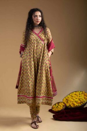 Image for Kessa Wsr423 Pratyaksha Handblock Complete Suit Set Featured