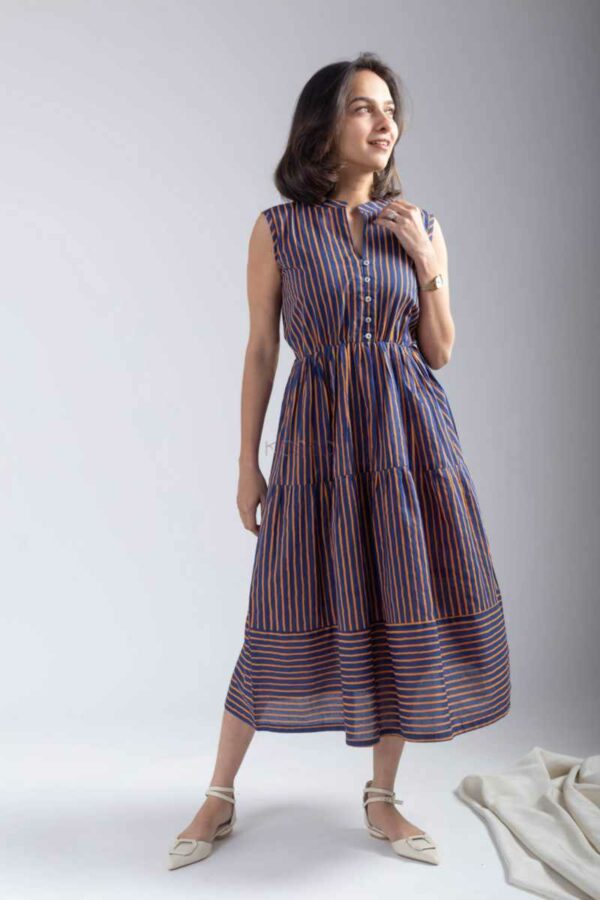 Image for Kessa Ne26 Jyoti Cotton Stripe Dress Featured