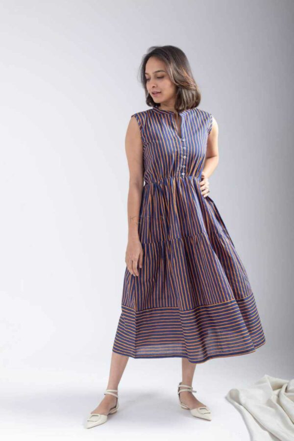 Image for Kessa Ne26 Jyoti Cotton Stripe Dress Side