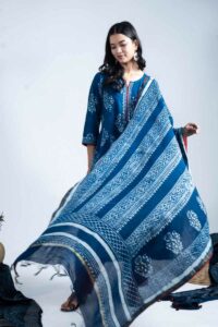 Image for Kessa Vcr250 Jayanti Cotton Handblock Kurta Dupatta Set Featured