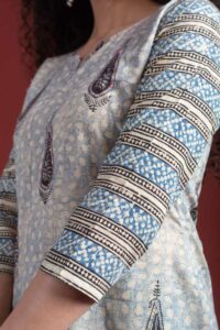 Image for Kessa Vcr254 Shilpa Cotton Bootil Print Kurta Closeup 2