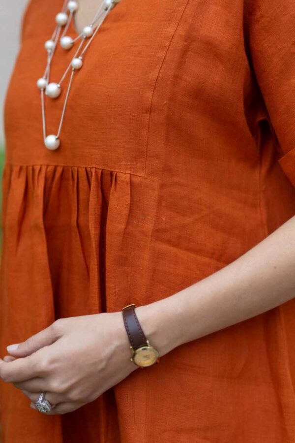 Image for Kessa Avdaf242 Hemlata Linen Dress Closeup 2 New