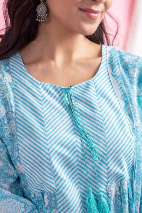 Image for Kessa Avdaf282 Fanisha Cotton Kurta With Kota Doriya Dupatta Set Closeup