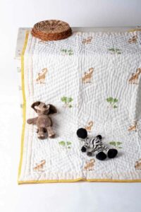 Image for Kessa Kaq290 Sashangi Blockprint Mulmul Baby Quilt Closeup