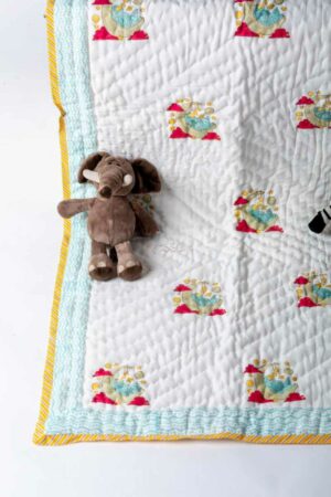Image for Kessa Kaq291 Somdatta Blockprint Mulmul Baby Quilt Featured