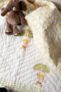 Image for Kessa Kaq294 Hritvi Blockprint Mulmul Baby Quilt Closeup