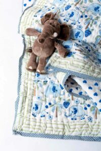 Image for Kessa Kaq295 Haramrit Blockprint Mulmul Baby Quilt Closeup