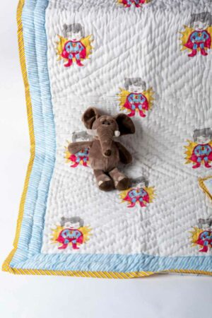 Image for Kessa Kaq296 Kiara Blockprint Mulmul Baby Quilt Featured