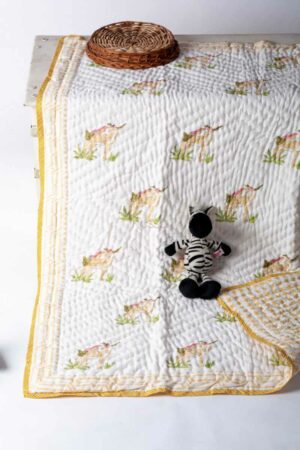 Image for Kessa Kaq297 Kitti Blockprint Mulmul Baby Quilt Featured
