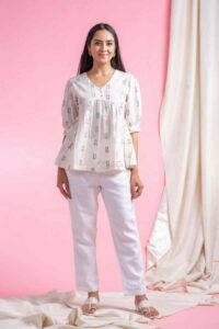 Image for Kessa Avdaf283 Reeva Handloom Cotton Short Top Front