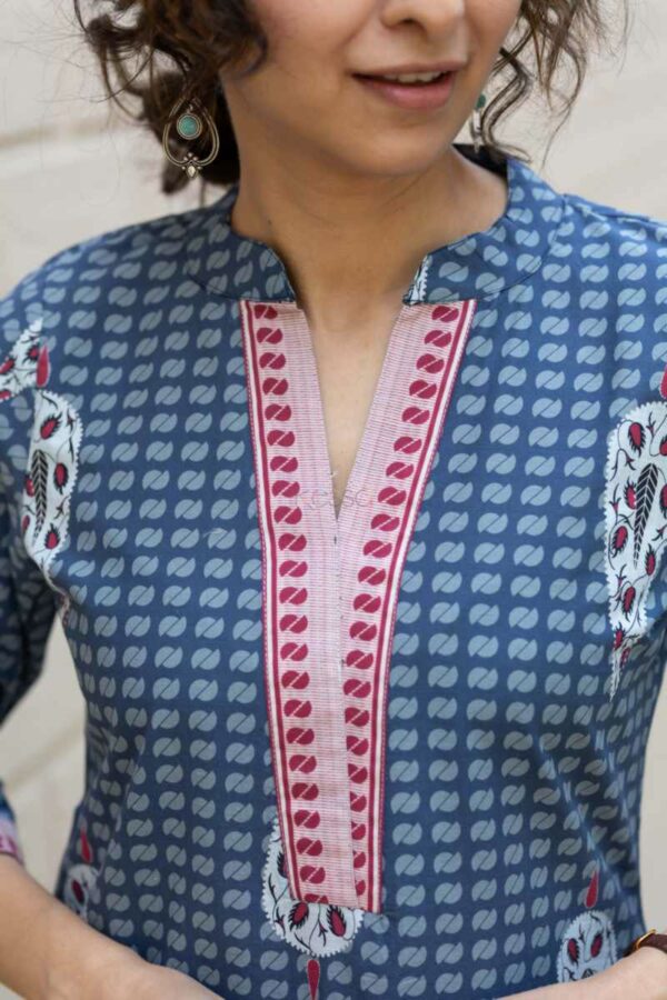Image for Kessa Ne27 Laksha Cotton Kurta Pant Set Closeup