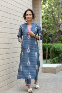 Image for Kessa Ne27 Laksha Cotton Kurta Pant Set Front