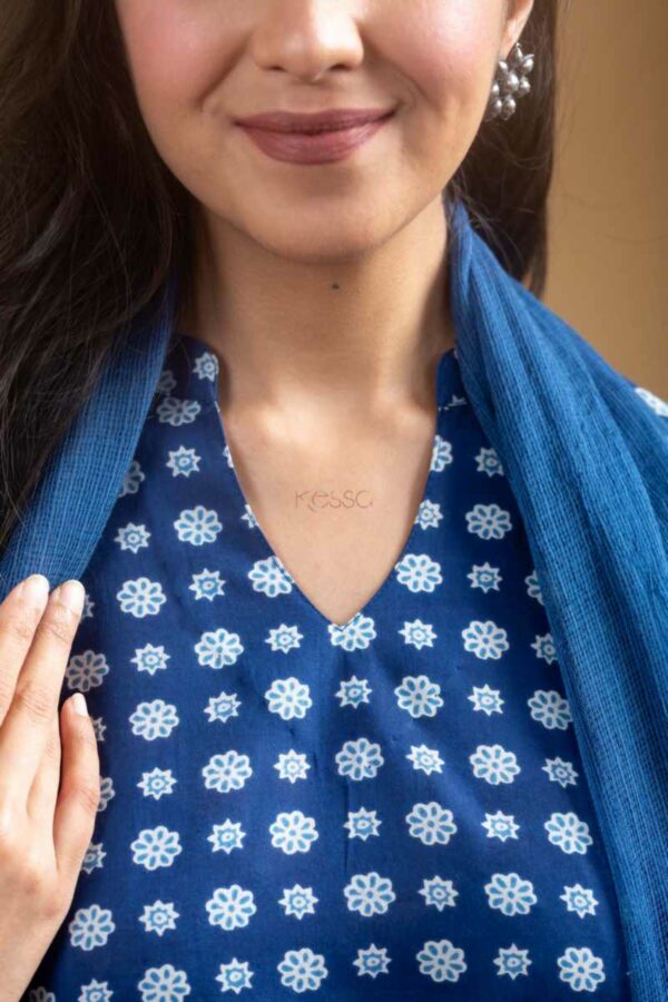 Image for Kessa Ws1093 Hita Cotton Handblock Kurta Closeup