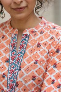 Image for Kessa Wsr434 Thiya Handloom Cotton Short Kurti Closeup